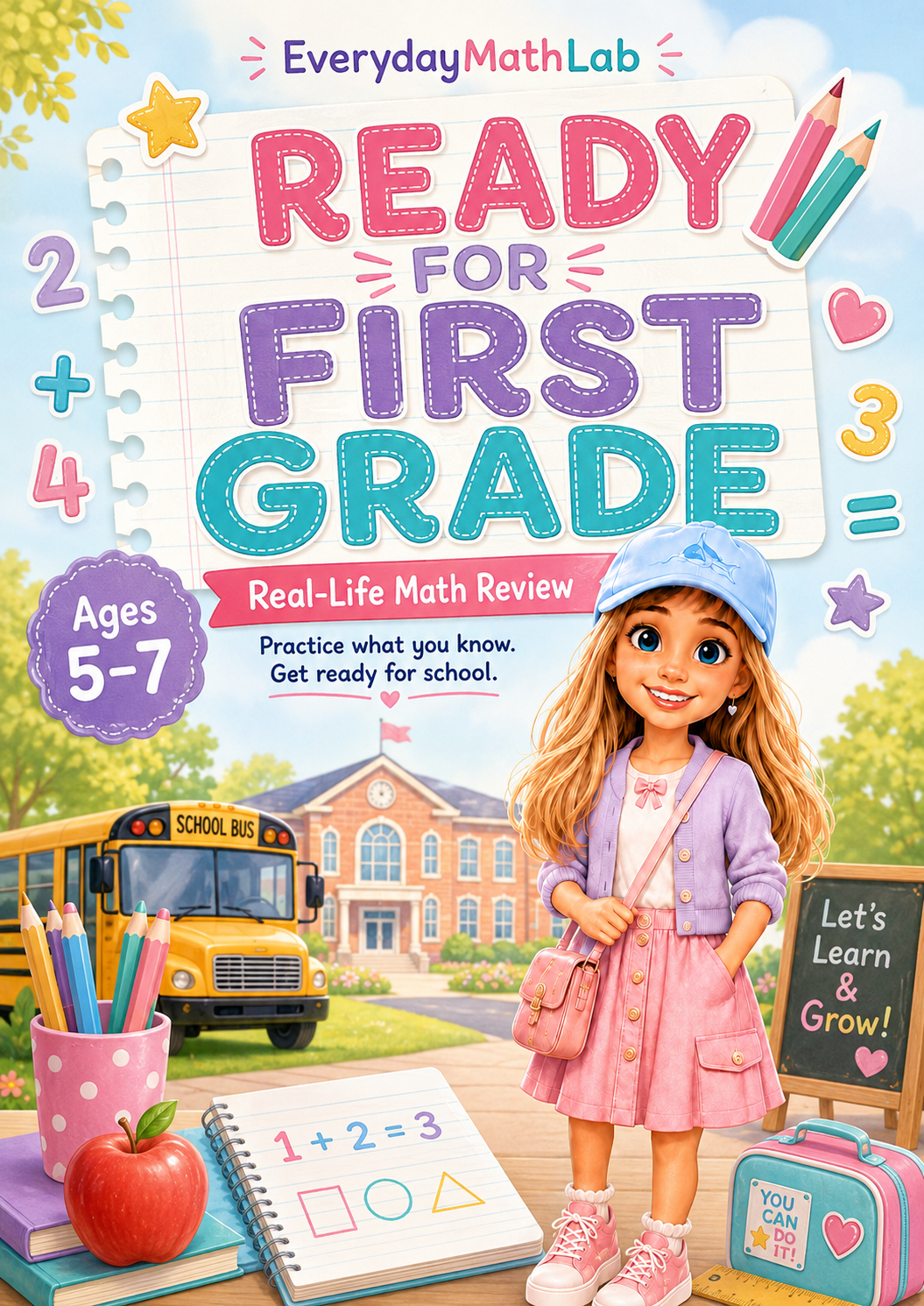 Ready for First Grade real-life math review workbook for ages 5 to 7